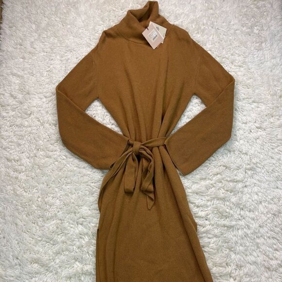 Nanushka CANAAN Cashmere-blend Turtleneck Dress Camel - Picture 9 of 12
